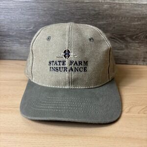 Vintage State Farm Hat Cap Strap Back Brown Tan Adjustable